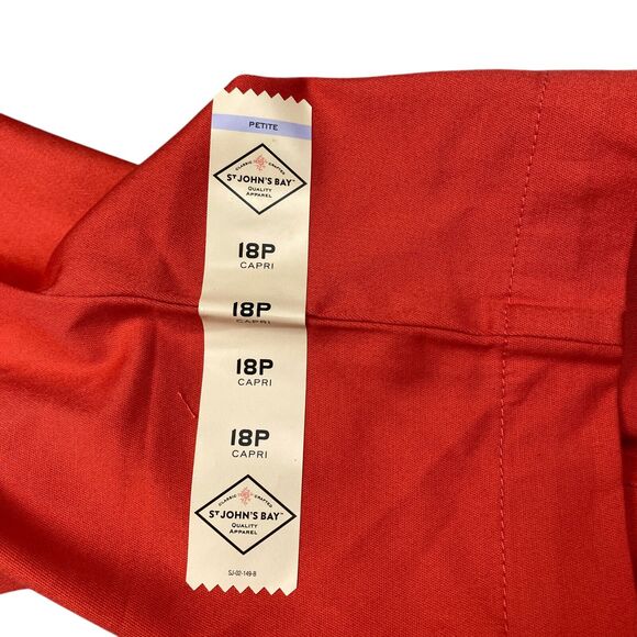 St Johns Bay Women 18P Secretly Slender Mid- Rise Capri Bright Cayene $36 - Picture 6 of 14